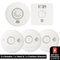 Battery Powered Interlinked 3 Smoke Alarms, 1 Heat Alarm + 1 CO Alarm Kit - For Medium Homes With Gas Boiler - AlertX - AlertX