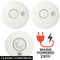 Mains Powered Interlinked 2 Smoke Alarms & 1 Heat Alarm Kit with Battery Backup - AlertX - AlertX