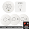 Mains Powered Interlinked 3 Smoke Alarms, 1 Heat Alarm + 1 CO Alarm Kit with Battery Backup - AlertX - AlertX