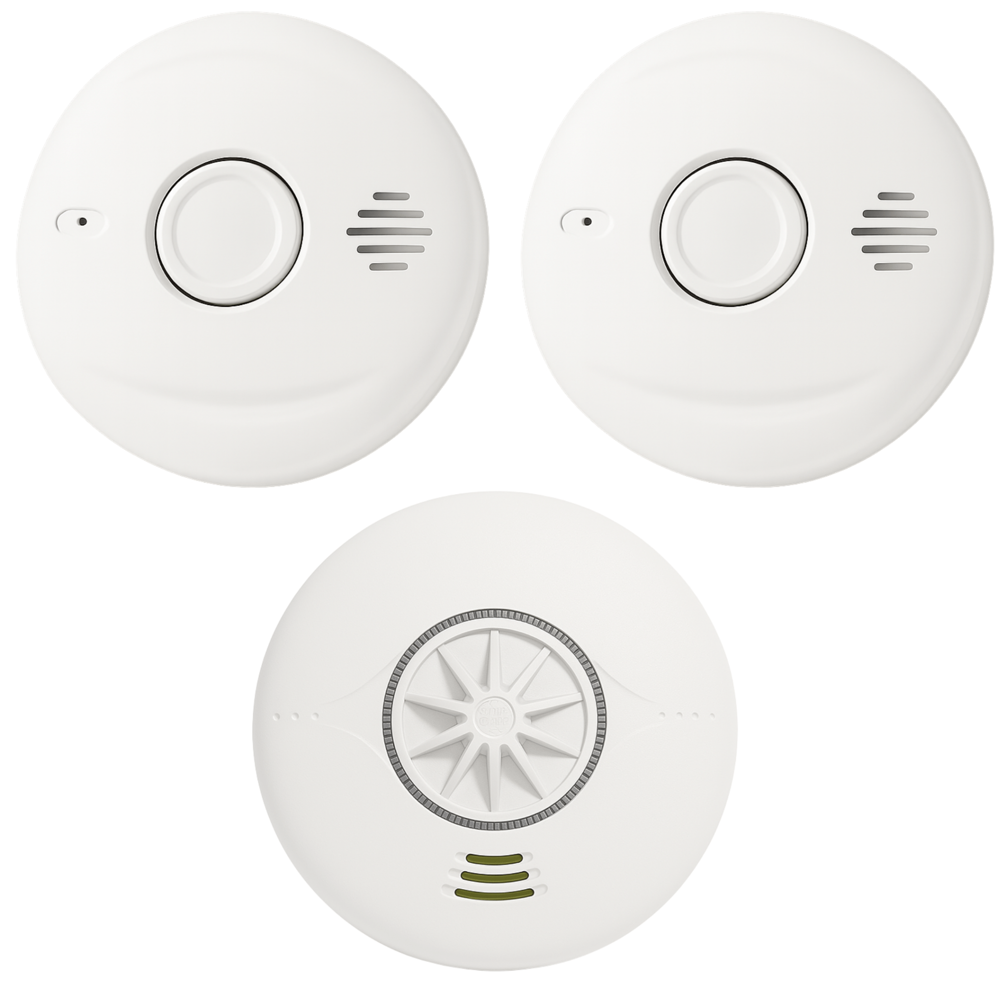 Basic Pack - 2 Interlinked Smoke Alarms & 1 Heat Alarm - For Small Homes - Mains Powered - AlertX