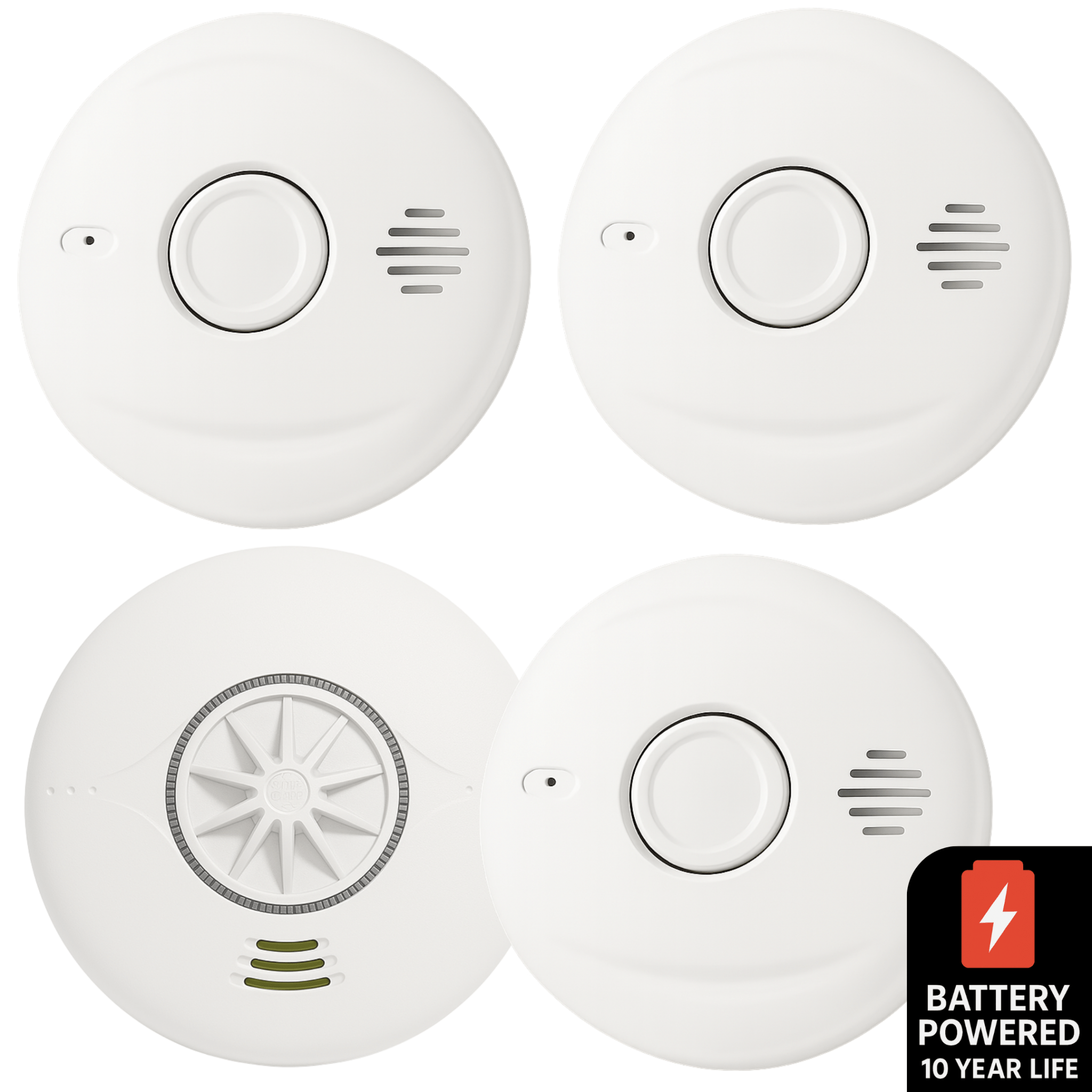 Battery Powered Interlinked 3 Smoke Alarms & 1 Heat Alarm Kit - For Medium Homes - AlertX - AlertX