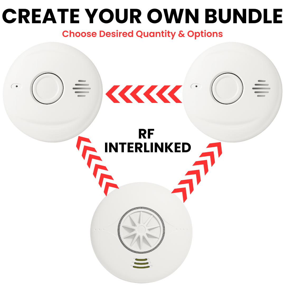 Build Your Own Bundle - Customise Your Own System - Wireless Interlinked Smoke & Heat Alarms - Sealed 10 Year Battery - AlertX