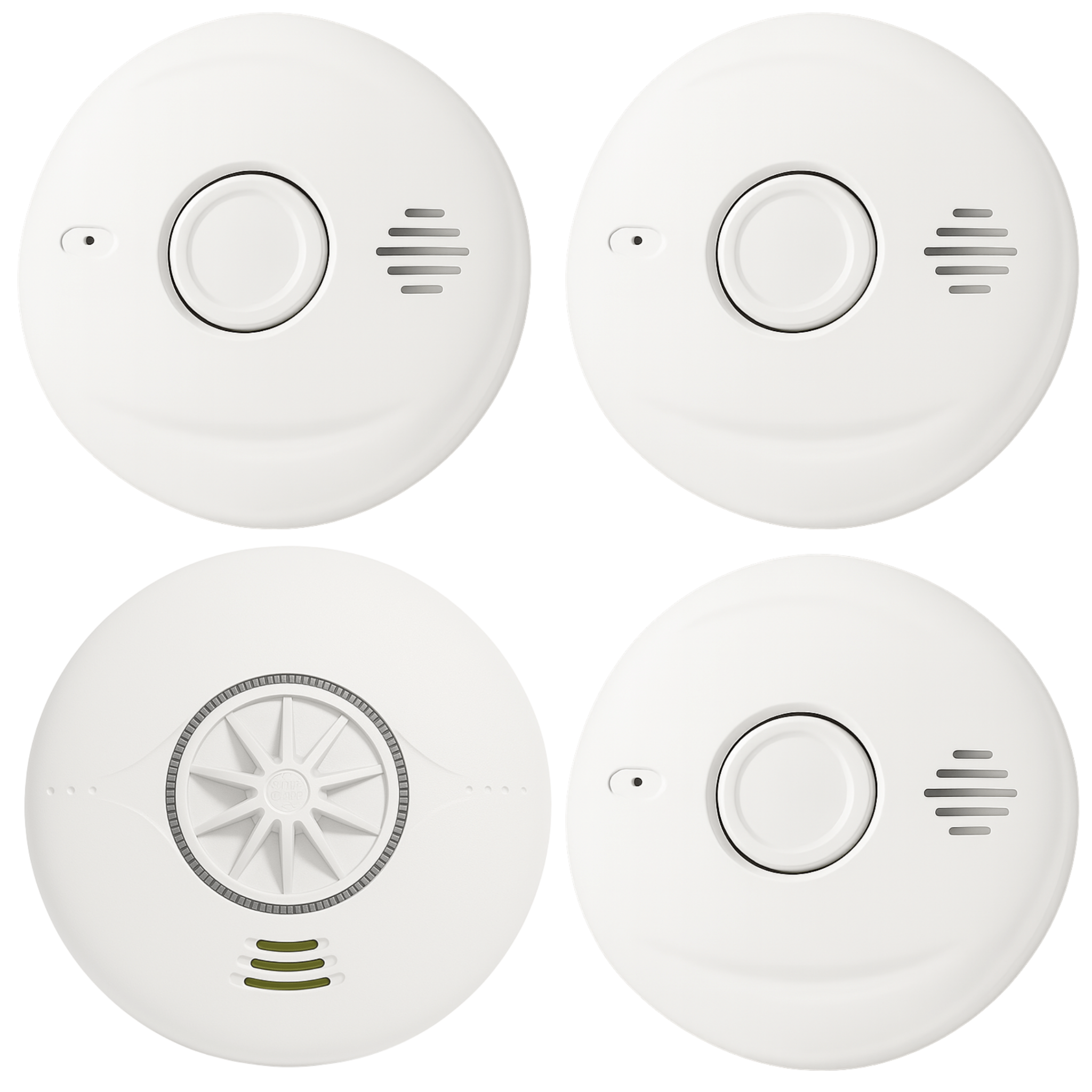 Standard Pack - 3 Interlinked Smoke Alarms & 1 Heat Alarm - For Medium Homes - Mains Powered - AlertX